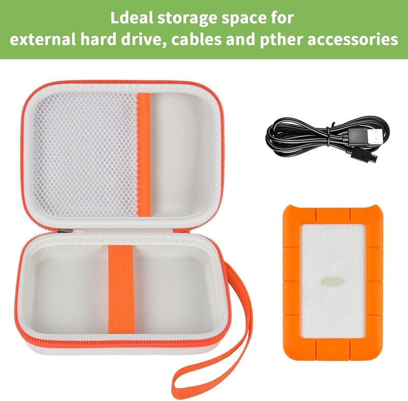 ALKOO Case Compatible with LaCie Rugged Mini 1TB/ 2TB/ 4TB/ 5TB External Hard Drive Portable HDD, Storage Holder for Hard Drives for Mac and PC Computer & USB 3.0 2.0 Cable SD Cards (White) - Image 2